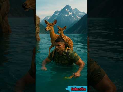 आर्मी जवान दो हिरण को नदी मैं डूबने से बचाया ❤️😊😯😍 #shorts #indian  #deer