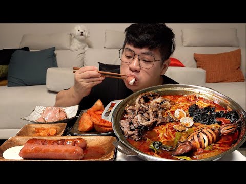 ASMR 먹방창배 통오징어짬뽕 차돌박이 한점씩 올려먹으면 진짜 이건 대박 레전드 jjamppong  kfood eatingshow realsound mukbang #오징어 #먹방