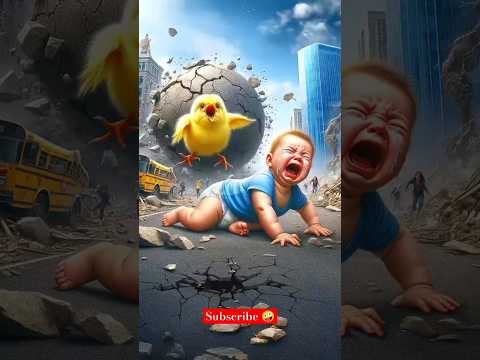 🐥 Chick Saves The Baby From Big Stone 🪨 #funny #shortsvideo #ytshorts #youtuberlife #animation #ai