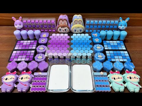 Mixing Purple vs Blue LABUBU Slime with Charms & Glitter #1028