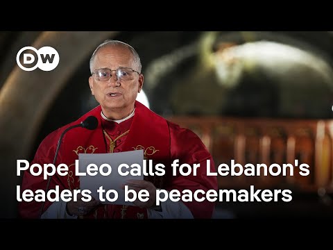 YouTube video thumbnail:  Pope Leo Affirms Support for Two-State Solution During Trip to Lebanon