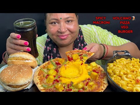 Eating Spicy Volcano Pizza 🍕, Veg Special Burger, Spicy Macroni I Street food I Foodie Gd