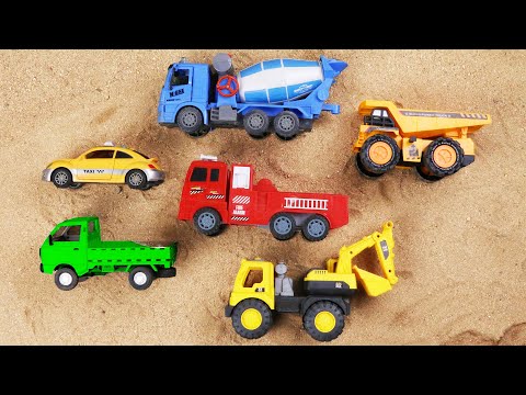 Rescue the truck from the pit with excavator and crane truck | Car toy stories | Enjo mini farm