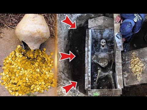 We found a treasure-filled tomb from ancient times. Treasure hunt with metal detector.