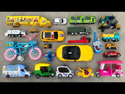 Found many types of toy vehicles in the bushes | Bicycle, Auto Rickshaw, Container Truck and others