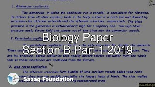 Biology Paper Section B Part 1 2019