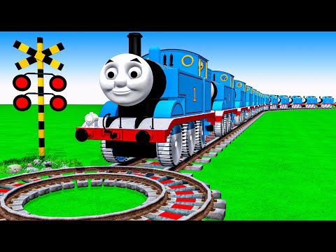【踏切アニメ】あぶない電車 3 TRAIN Thomas vs Fumikiri 3D Railroad Crossing Animation #1million #train