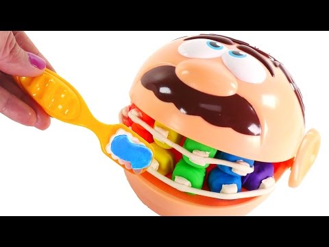 Rotten Rainbow Teeth - Play Doh Doctor Drill n Fill gets Braces - Dentist Kit
