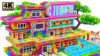 ASMR x 1.5 - Build Hamster's Summer Future Smart Home Has Outdoor Swimming Pool From Magnetic Balls