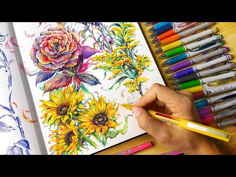 SKETCH WITH ME ✨ NEW Pens + BRIGHT Flowers!