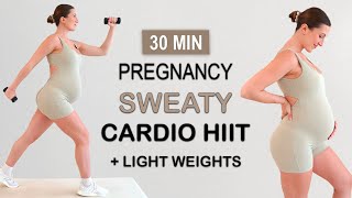 30 MIN ALL STANDING PREGNANCY CARDIO HIIT + Light Weights | Safe for all Trimesters | No Repeat