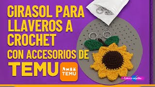 🌻 Llavero de Girasol a Crochet 🌟 Súper Fácil y Rápido con Argollas de TEMU #temu #comprastemu