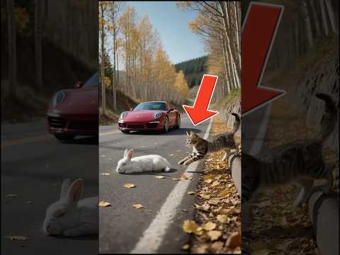 Kitten Stops a Car to Save Animals – What Happens Next Is Amazing #shorts #kitten #rescue