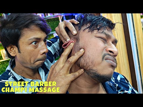 I Received Champi Massage from Street Barber | Head Massage & Neck Cracking | Extreme Relaxing ASMR