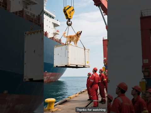 Dog saves cargo ship crew after spotting danger 😭 #ai #dog #rescue #goldenretriever
