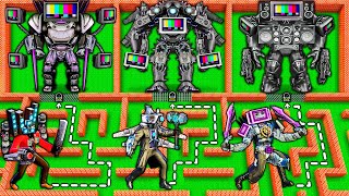 SURVIVAL MAZE of UPGRADED TV MAN TITAN BOSSES and TV WOMAN vs SKIBIDI TOILET in MINECRAFT animation