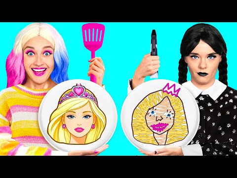 Fantastischer 3D-Stift vs Pfannkuchen Kunst Challenge mit Wednesday Addams von BaRaDa Challenge