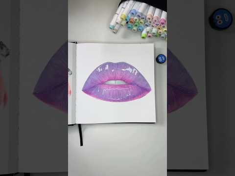 ASMR Lips drawing using Ohuhu pastel markers #sketchbook #asmrart #ohuhumarkers