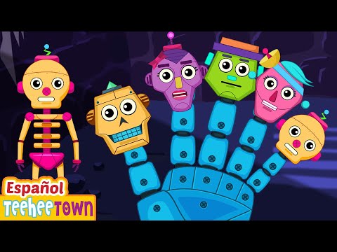 🤖 Familia de Dedos del Robot Esqueleto | Canciones Divertidas de Halloween 🎃 | Pueblo Teehee