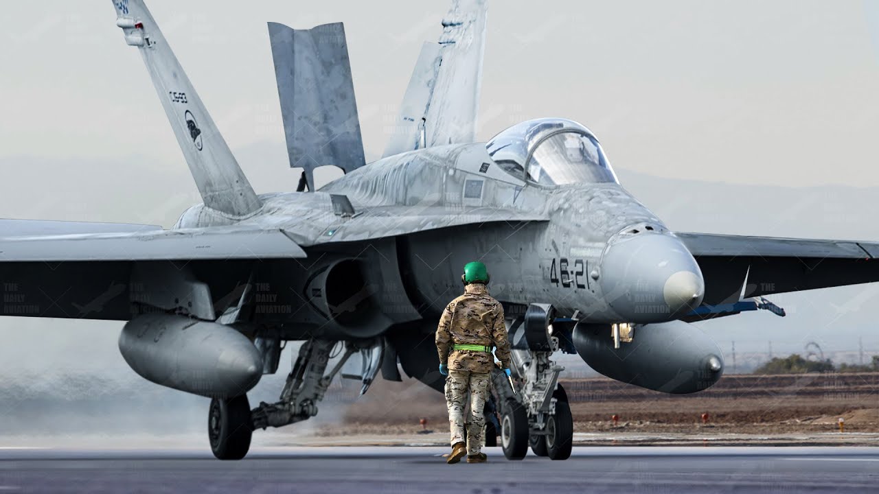 US  Million F-18 Aircraft Testing its Air Brake on Japanese Air Force Base
