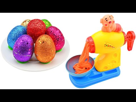 How To Make Rainbow Noddles with Glitter Eggs Opening Cutting ASMR | Best Compilation Video