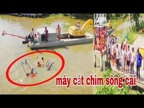 CẢNH MÁY CẮT LÚA KUBOTA DC70 BỊ CHÌM GIỬA SÔNG CÁI HAI XE CUỐC GIẢI CỨU top video new amazing