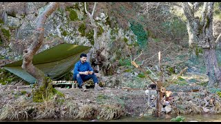 Bushcraft Waterwheel Making, Roasting Chicken and Foraging Wild Mushrooms