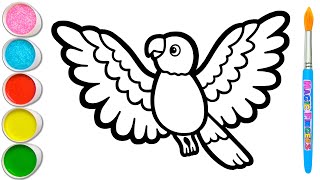 Mari Menggambar, Mewarnai Burung Beo Warna Warni Bersama 🦜 Gambar Hewan Sederhana Untuk Anak #391