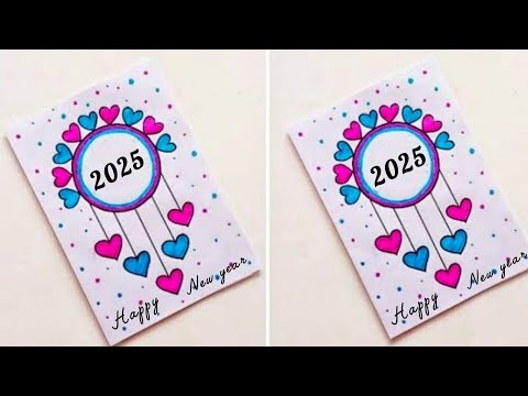 DIY - Happy New year greeting card 2025 / diy new year greeting card / how to make white paper card