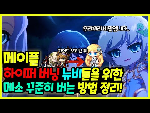 [메이플] 하이퍼 버닝 뉴비들을 위한🧙‍♂️ 무자본  💰 메소 돈 버는 법 💪 총정리하기🚀
