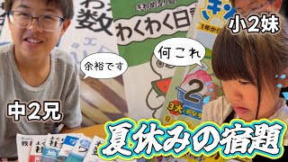 【夏休みの過ごし方】宿題が余裕で終わってる中学生のお兄ちゃんと一生終わらない小学生の妹【珍回答】