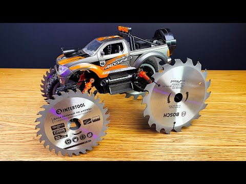 Epic Car Ride Can This RC Truck Drive on Custom Saw Blade Reaper Wheels