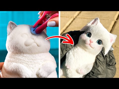 🐾 CUTE SQUISHY CAT! 🐱 Easy & Fun Fidget Crafts for Everyone 🎨💖