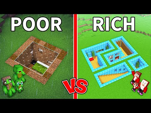 Mikey Family TINY vs JJ Family GIANT Underground House in Minecraft (Maizen)