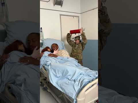 Husband welcomes military wife home with prank #shorts