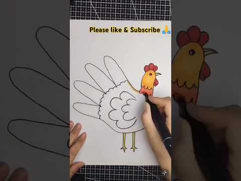 How to draw cock with Hand, Easy Drawing