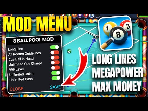 🔴 8 Ball Pool MOD Menu - Long Lines, MegaPower & Unlimited Money in 8 Ball Pool (iOS/Android)