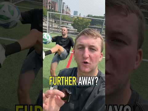 Who Can Score A Goal From Further Away?! #shorts #fifa #soccer #futbol #challenge #1v1