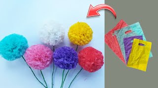 Bunga pom pom dari plastik bekas paket! tanpa setrika dan lem tembak