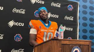 Boise State defensive back Derek Ganter talks after the spring game on April 25, 2026