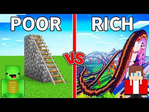 Mikey POOR vs JJ RICH Roller Coaster House Survival Battle in Minecraft (Maizen)