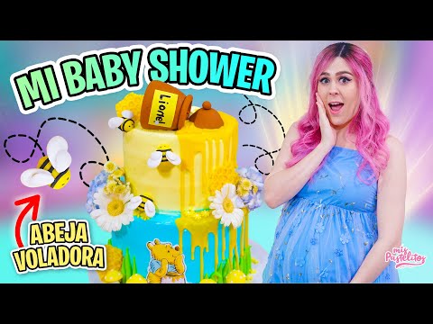 Pastel de mi BABY SHOWER🍼con abeja MÁGICA voladora  🐝