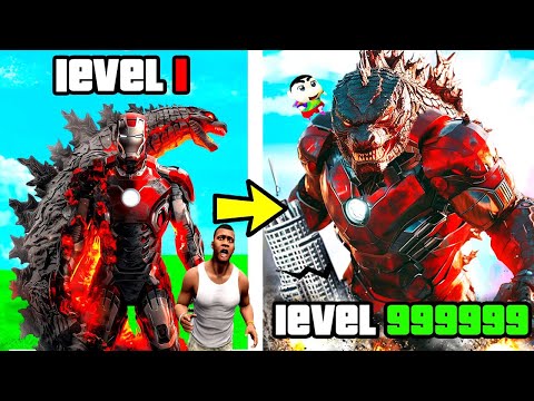 Franklin Became The STRONGEST "IRONGODZILLA" in GTA5 | GTA5 AVENGERS FIGHT
