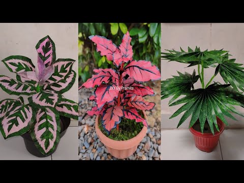 Tutorial Tanaman Palem, Calathea, Miana dari Plastik Kresek | How to make flower from plastic bag