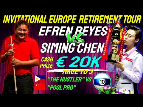 Epic Battle of the Champions: Efren Reyes vs Siming Chen in an Intense 10-Ball Match Race to 3!