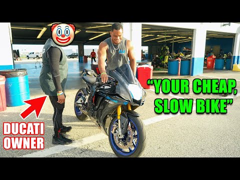 COCKY DUCATI OWNER GETS TROLLED BY R1M at Daytona Track Day 🏁