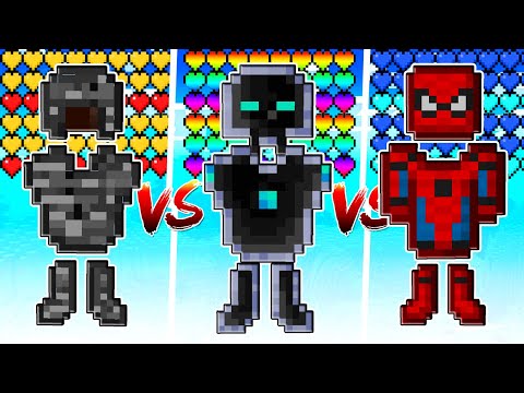 DESAFIO ARMADURA DO AVARITIA VS ARMADURA DO HOMEM ARANHA VS ARMADURA BEDROCK NO MINECRAFT