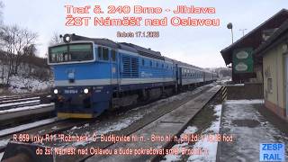 26.01.17 R 659 "Rožmberk" Č. Budějovice hl. n. - Brno hl. n. vjíždí v 15,28 hod do žst Náměšť n. O.