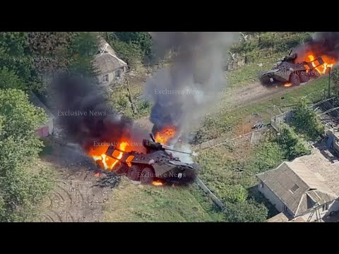 Brutal Attack!! Ukrainian FPV drones destroy 5 Russian armored vehicles near Avdiivka