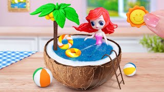 Mermaid Jelly Cake in Coconut Bowl🌸Coolest Miniature Ariel Princess Cake Decorating